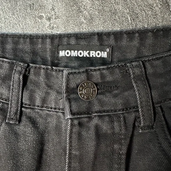 Momokrom Distressed Black High Rise Jean Shorts Size 4 - Picture 3 of 4